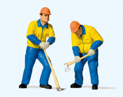 Preiser 44913 Modern Lumberjacks Yellow/Blue Uniform (2) Figure Set G Gauge