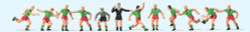 Preiser 10757 Soccer Team (11) & Referee Green/Red Exclusive Figure Set HO