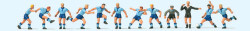 Preiser 10756 Soccer Team (11) & Referee L Blue/Blue Exclusive Figure Set HO