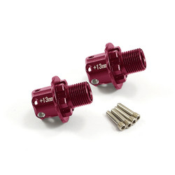 Fastrax Arrma Alu +13mm Hex Adaptors (Pr) - Kra/Sen/Typ - Red FTAR014R