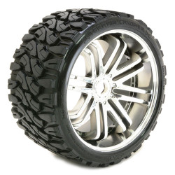 Sweep Terrain Crusher Belted Tyre On Silver 17mm Wheels 1/4 Offset SRC0002S