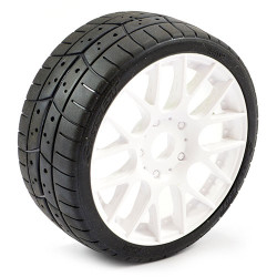 Sweep 1:8 GT Tread Glued 45Deg Tyres w/Belt/Evo16 White Wheels/Basic (Pr) S40245W16P