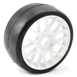 Sweep 1:8 GT Slick Glued 45Deg Tyres w/Belt/Evo16 White Wheels/Basic (Pr) S40145W16P