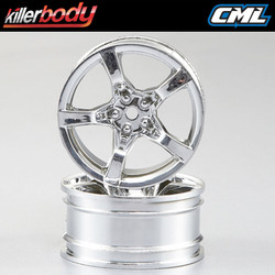 Killerbody Wheel 3mm Offset Chrome 5-Spoke 1:10 TC (4) KB48264