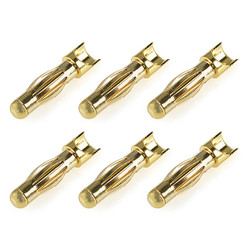 Corally Bullit Connector 4.0mm Male Spring Type Gold Plated Wire Straight 6Pcs