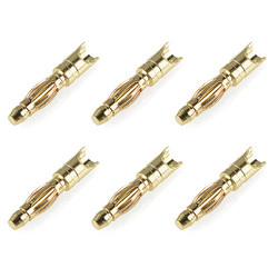 Corally Bullit Connector 2.0mm Male Spring Type Gold Plated Wire Straight 6Pcs