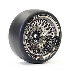 Fastrax 1:10 (4) Drift D1 Tyre w/9mm Classic Wheels - Black Chrome FAST1357BC-D19
