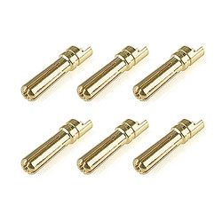 Corally Bullit Connector 5.0mm Male Solid Type Gold Plated Ultra Low Resistance Wire Straight 6Pcs