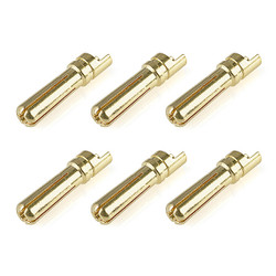 Corally Bullit Connector 4.0mm Male Solid Type Gold Plated Ultra Low Resistance Wire Straight 6Pcs