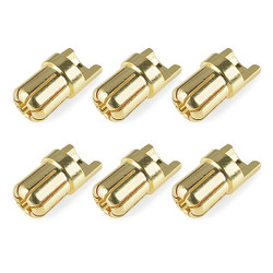 Corally Bullit Connector 6.5mm Male Solid Type Gold Plated Ultra Low Resistance Wire Straight 6Pcs