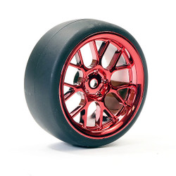 Fastrax 1:10 (4) Drift D1 Tyre w/3mm 14-Spoke Wheel - Met Red FAST1353MR-D1