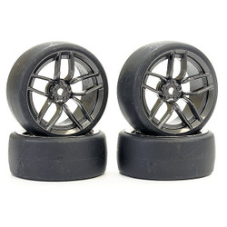 Fastrax 1:10 (4) Drift D1 Tyre w/3mm 10-Spoke Wheel- Graphite FAST1356G-D13