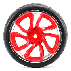 Fastrax 1:10 Street/Tread Tyre Tri-5 Red/Chrome Wheel FAST0088RC