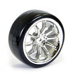 Fastrax 1:10 Street/Drift 10Sp Scale Chrome Wheel & V2 Tyre FAST0092C