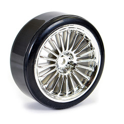 Fastrax 1:10 Street Wheel/Drift Tyres 20-Spoke Chrome FAST0091C