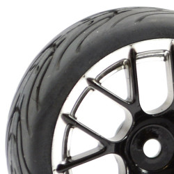 Fastrax 1:10 Street/Tread Tyre 14Sp Black/Chrome Wheel FAST0097BC