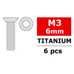 Corally Titanium Screws M3 X 6mm Hex Flat Head 6pcs C-34011
