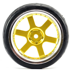 Fastrax 1:10 Street/Tread Tyre 6-Spoke Gold/Chrome Wheel FAST0087GC