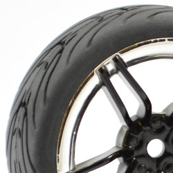 Fastrax 1:10 Street/Tread Tyre 10Sp Black/Chrome Wheel FAST0096BC
