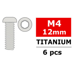 Corally Titanium Screws M4 X 12mm Hex Button Head 6pcs C-34043