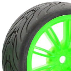 Fastrax 1:10 Street/Tread Tyre 20Sp Green Wheel FAST0076G