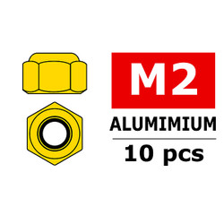 Corally Aluminium Nylstop Nut M2 Gold 10pcs C-3106-20-0