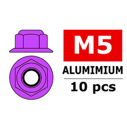 Corally Aluminium Nylstop Nut M5 Flanged Purple 10 C-3107-50-2