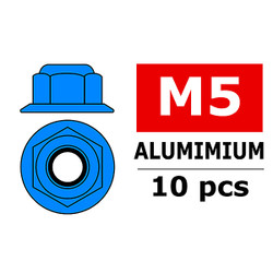 Corally Aluminium Nylstop Nut M5 Flanged Blue 10 P C-3107-50-4
