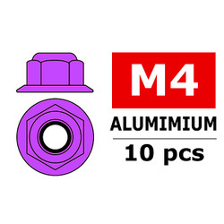 Corally Aluminium Nylstop Nut M4 Flanged Purple 10pcs C-31132