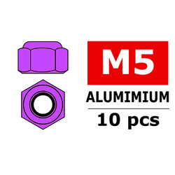 Corally Aluminium Nylstop Nut M5 Purple 10pcs C-3106-50-2