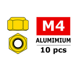 Corally Aluminium Nylstop Nut M4 Gold 10pcs C-3106-40-0
