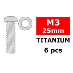 Corally Titanium Screws M3 X 25mm Hex Button Head 6 C-3023-30-25