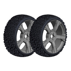 Corally Offroad 1:8 Buggy Tyres Ninja Low Profile Glued On Black Rims 1 Pair C-00180-376
