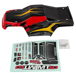 Team Associated Rival MT10 V2 Painted Bodyshell Red/Yellow AS25830