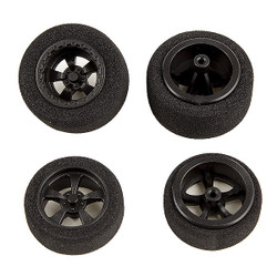 Team Associated Dr28 Wheels & Tyres Mounted (F & R) Black AS21446