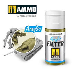 Ammo by MIG Acrylic Filter Olive Drab High quality Acrylic Filter 15ml A.MIG-814