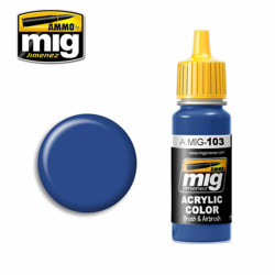 Ammo by MIG Medium Blue Acrylic waterbased colour 17ml A.MIG-103
