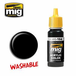 Ammo by MIG Washable Black Acrylic waterbased colour 17ml A.MIG-104