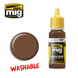 Ammo by MIG Washable Earth Acrylic waterbased colour 17ml A.MIG-107