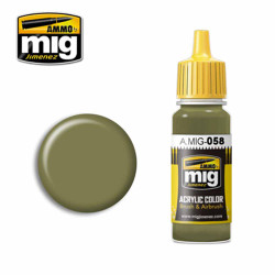 Ammo by MIG Light Green Khaki Acrylic waterbased colour 17ml A.MIG-058