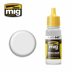 Ammo by MIG Satin White Acrylic waterbased colour 17ml A.MIG-047
