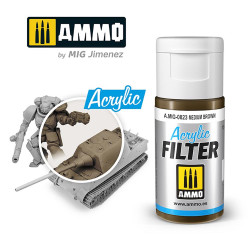 Ammo by MIG Acrylic Filter Medium Brown High quality Acrylic Filter 15ml A.MIG-823
