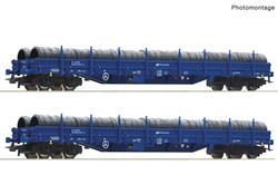 Roco PKP Cargo Res Bogie Stake Wagon Set (2) VI HO Gauge RC6600099