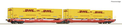 Roco DBAG T3000e Dbl Pocket Wagon w/DHL Swapbody Load VI HO Gauge RC6600057