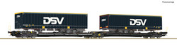 Roco TXL T3000e Dbl Pocket Wagon w/2xDSV Trailer Load VI HO Gauge RC6600034