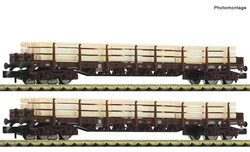 Fleischmann OBB Rs Bogie Stake Wagon w/Timber Load Set (2) V N Gauge FM6660048