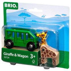 BRIO 33724 Safari Wagon & Giraffe for Wooden Train Set