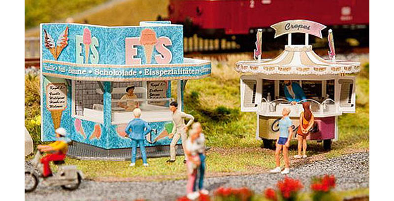 FALLER Ice Cream/Pancake Booths Fairground Model Kit V HO Gauge 140442 