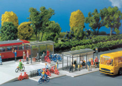 Faller Modern Bus Stops (2) and Bicycle Rack Building Kit VI N Gauge 272543