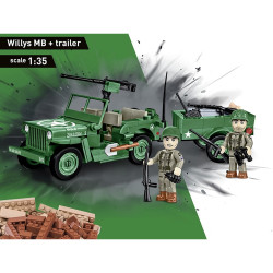 COBI 2297 Willys MB Jeep & Trailer HC WWII 1:35 Brick Model 200pcs